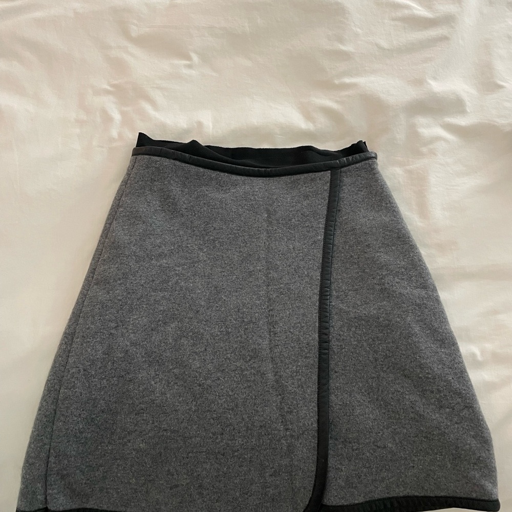 Carven Gray A-Line Skirt with Black Trim